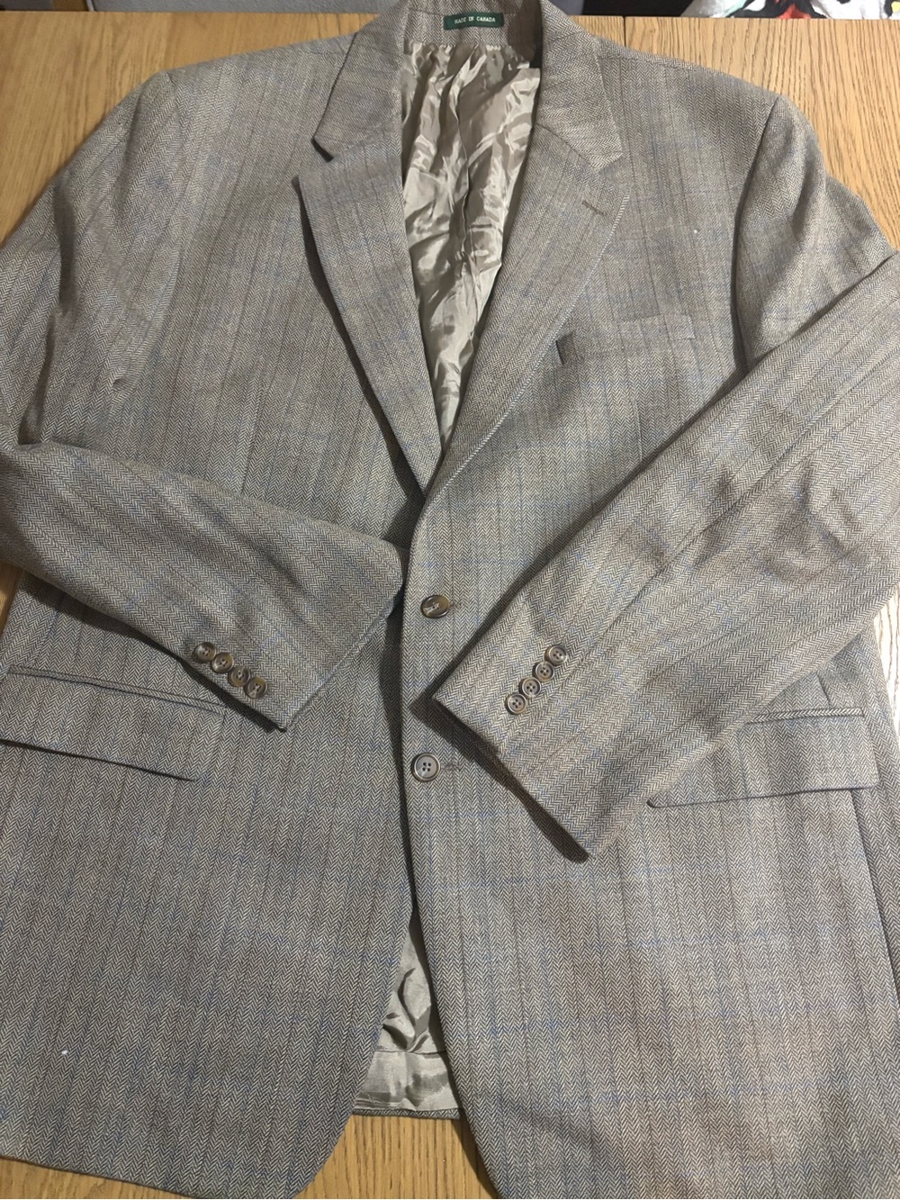 Ralph Lauren Light Gray Plaid Sport Coat with Blue Windowpane